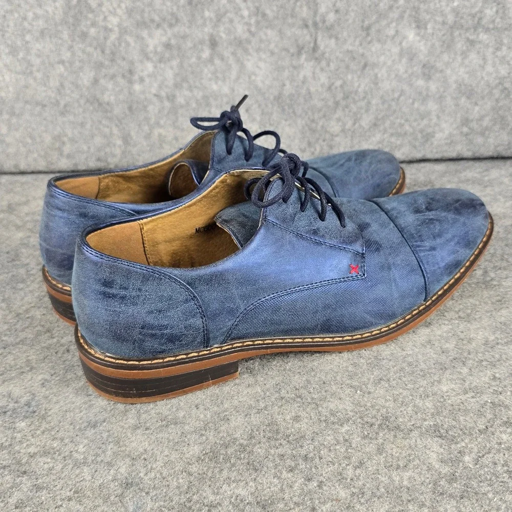 Metro Charm MC600 Mens Size 11 Blue Distressed Cap Toe Oxford Casual Dress Shoes